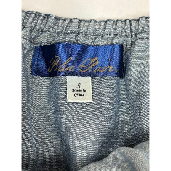 Blue Rain Chambray Romper Size Small Tencel‎ Fabric Sleeveless Ruffles - Picture 7 of 7